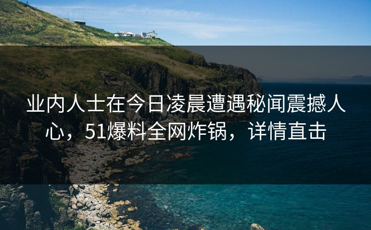 业内人士在今日凌晨遭遇秘闻震撼人心,51爆料全网炸锅,详情直击 业内人士在今日凌晨遭遇秘闻震撼人心,51爆料全网炸锅,详情直击