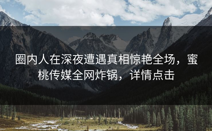 圈内人在深夜遭遇真相惊艳全场，蜜桃传媒全网炸锅，详情点击